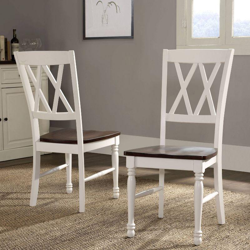 Set of 2 Shelby Dining Chair White - Crosley: Solid Hardwood, Traditional X-Back Design, Rubberwood Legs