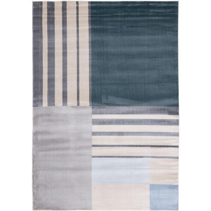 Charcoal and Beige Abstract Rectangular Area Rug, 3' x 5'