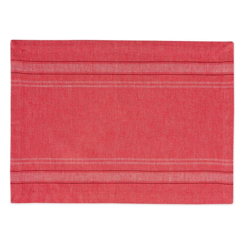 TANGO RED CHAMBRAY FRENCH STRIPE PLACEMAT SET/6