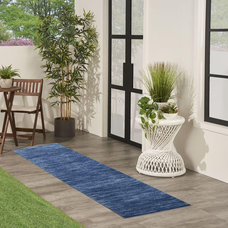 Navy Blue Solid Synthetic Indoor/Outdoor 2'2" x 7'6" Area Rug