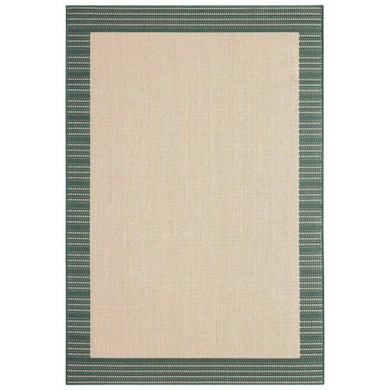 Elegant Beige/Green Synthetic Indoor/Outdoor Easy-Care Rug, 7'9" x 10'2"