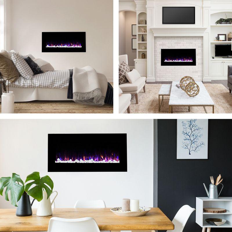 Northwest 42" Electric Fireplace Wall Mounted Led Fire And Ice Flame with Remote: Indoor 42 Inch Heater, Tempered Glass