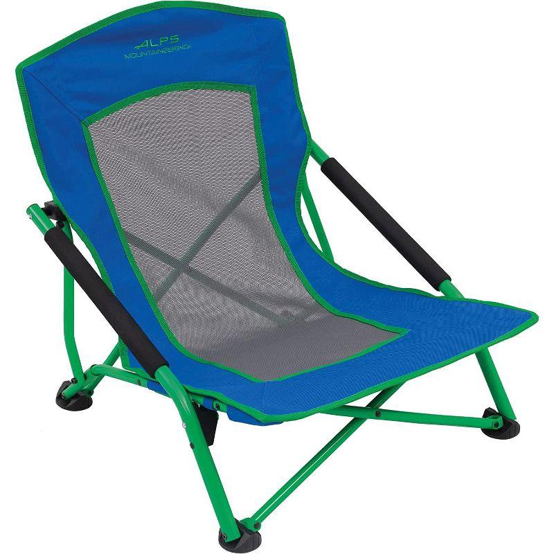 Blue and Green Mesh Low Camping Chair with Arms