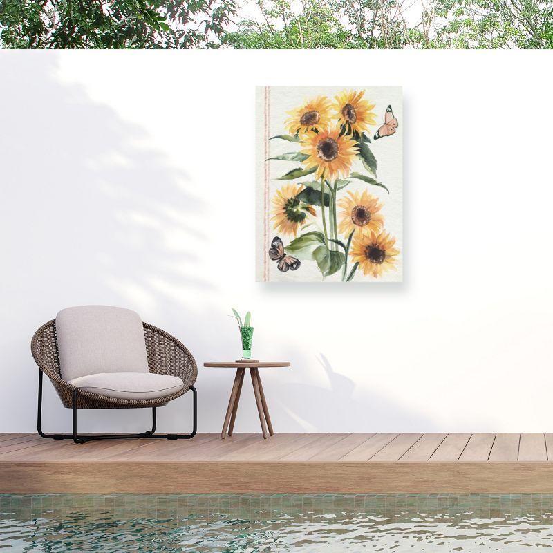 Autumn Sunflowers Outdoor Canvas Print with Butterflies