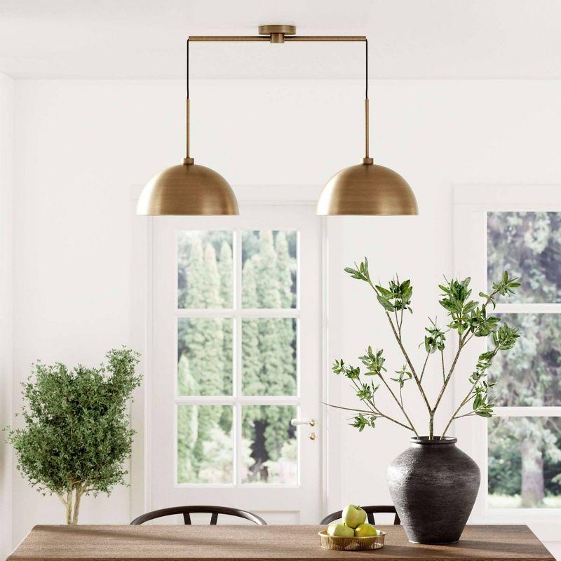 2-Light Pendant Island Light Fixture, Hanging Lights with Metal Shade and Adjustable Cord, for Kitchen