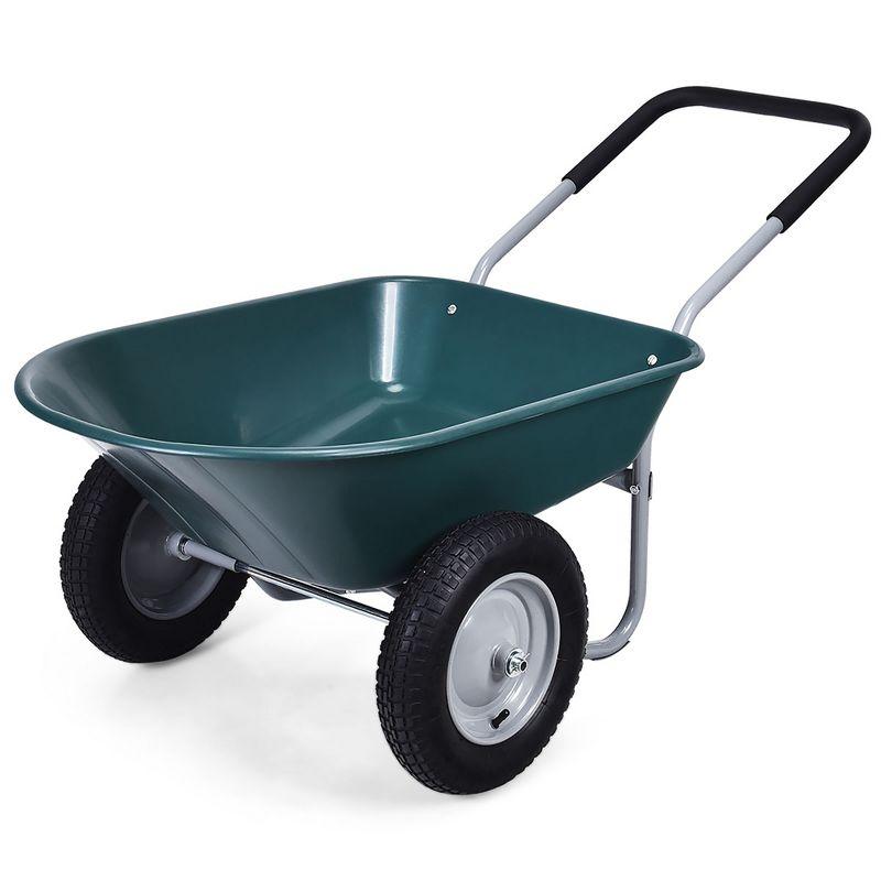 Costway 2 Tire Wheelbarrow Cart Heavy-duty Dolly Utility Cart Green