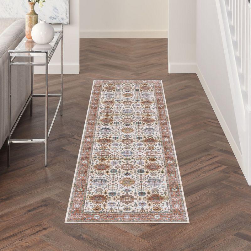 Beige Multicolor Vintage Floral Non-Slip Runner Rug