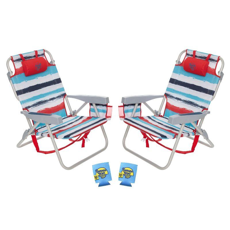 Banana Boat 2-Pack Red Multi 5-Position Folding Beach Chairs