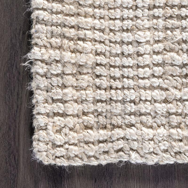 nuLOOM Ashli Solid Farmhouse Jute Area Rug, 3' x 5', Off White