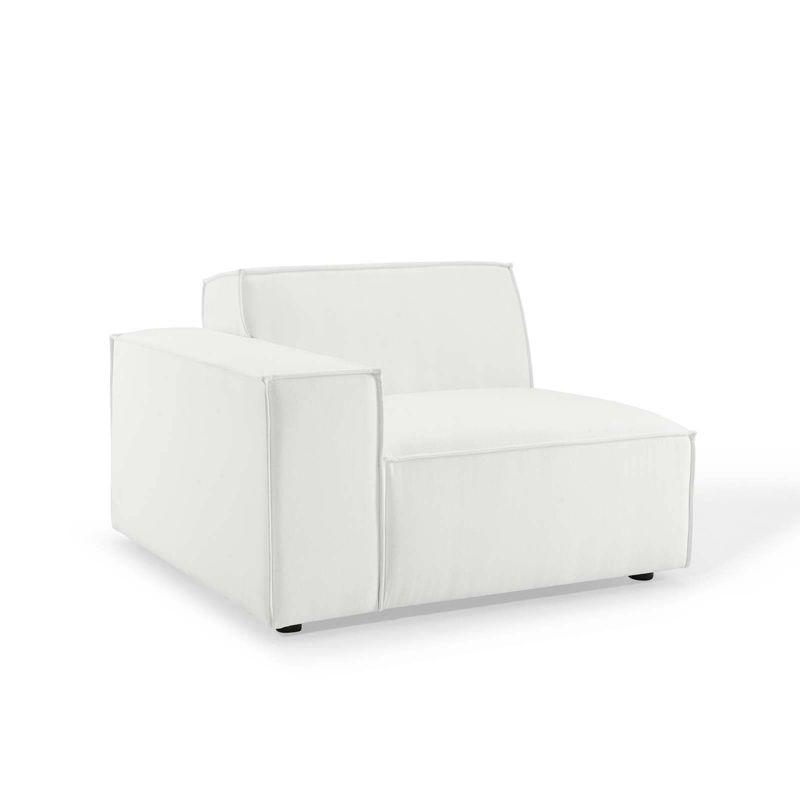 Luxe 5-Piece White Velvet Fabric Sectional Sofa with Ottoman