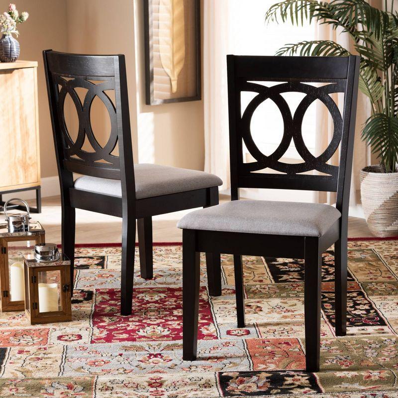 2pc Lenoir Upholstered Wood Dining Chair Set - Baxton Studio