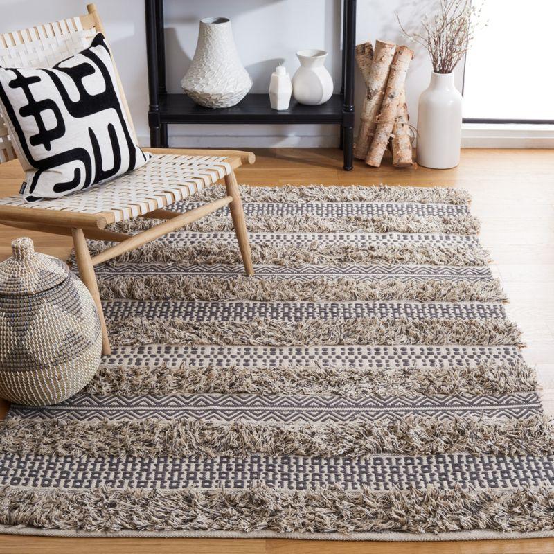 Handwoven Artisan Gray & Ivory Cotton 6' Square Rug