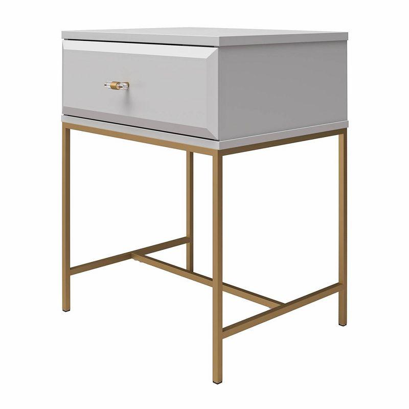 Effie Gray 1-Drawer Nightstand with Gold Accents