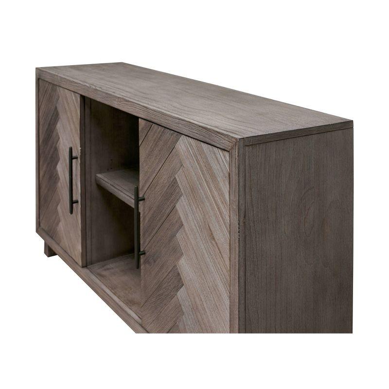 Palisade Console TV Stand for TVs up to 60" Gray - Martin Furniture: Herringbone Pattern, Iron Hardware