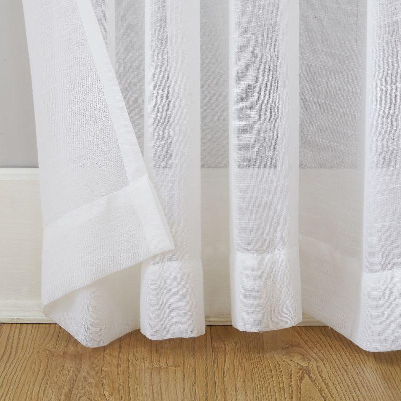 95"x52" Slub Textured Linen Blend Grommet Top Curtain White - Archaeo: Modern Light Filtering Panel