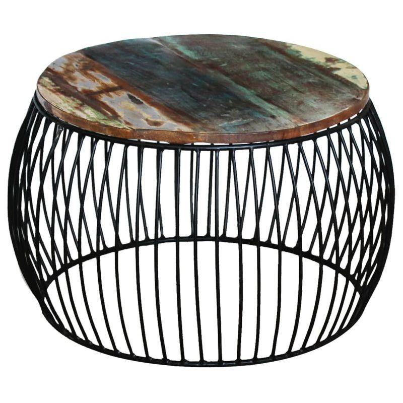 vidaXL Coffee Table Round Solid Reclaimed Wood 26.8 in.x14.6 in.