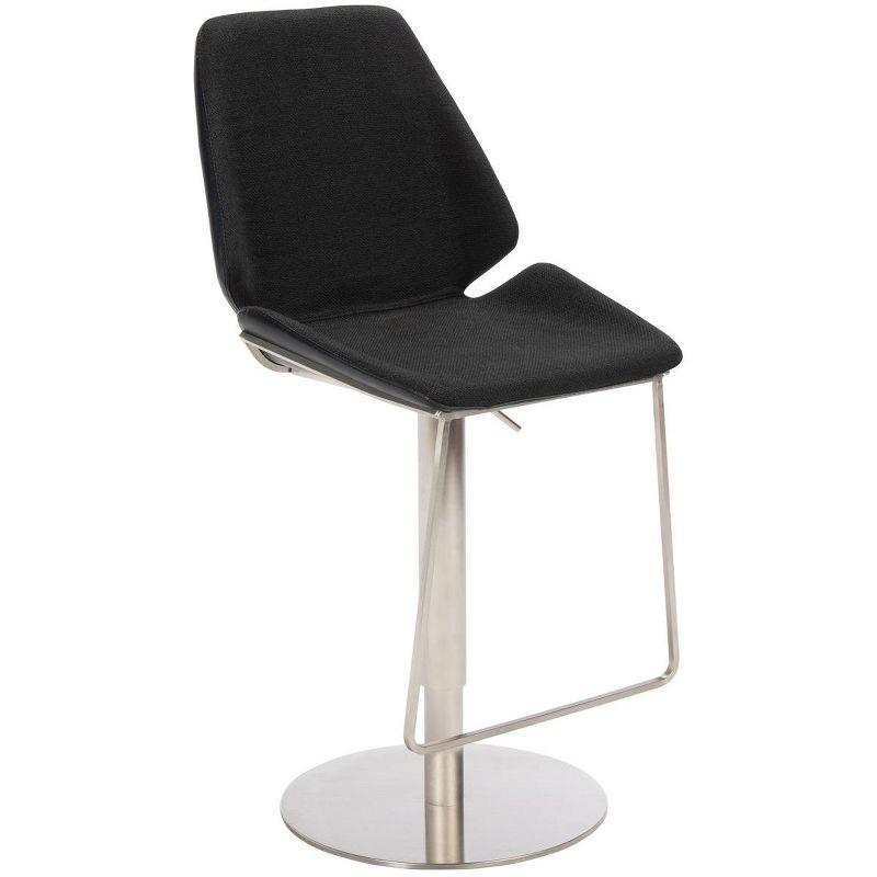 Sleek Saddle-Style 24" Black Leather & Metal Barstool