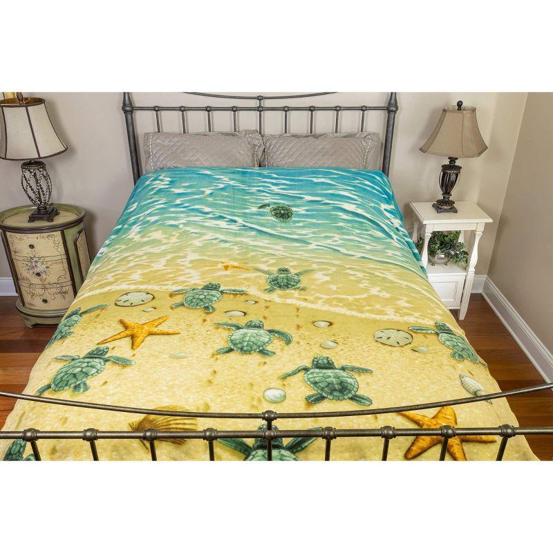 Turtles on the Beach Full Size Fleece Blanket