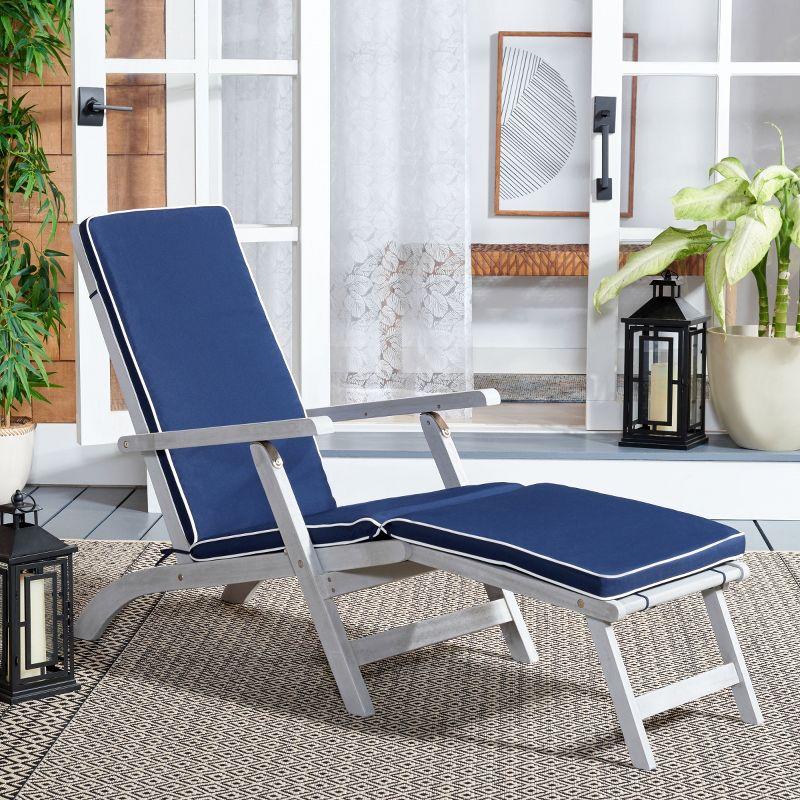 Palmdale Lounge Chair - Outdoor - PAT7015 - Grey/Navy -Safavieh