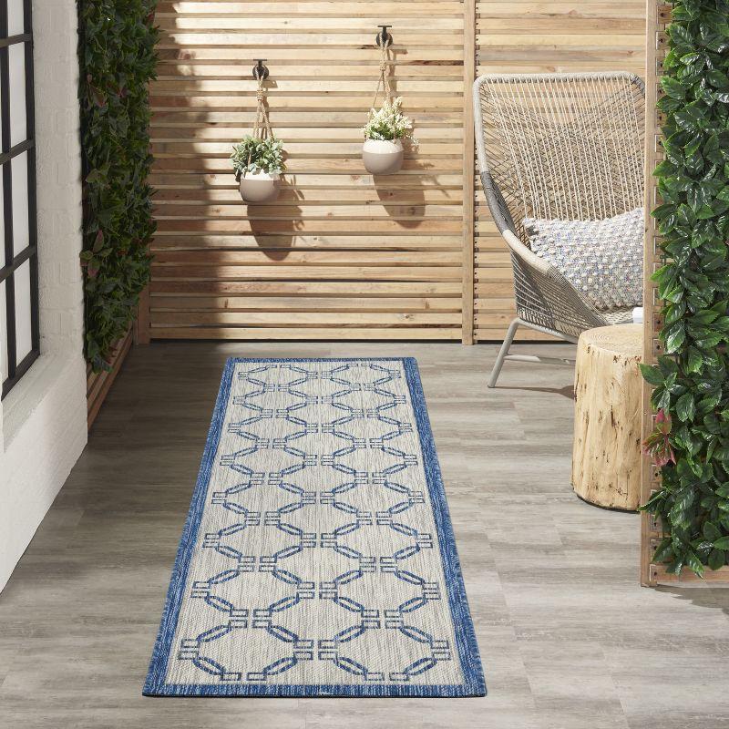 Nourison Garden Party GRD02 Indoor/outdoor Area Rug - Ivory Blue 2'2" x 7'6"