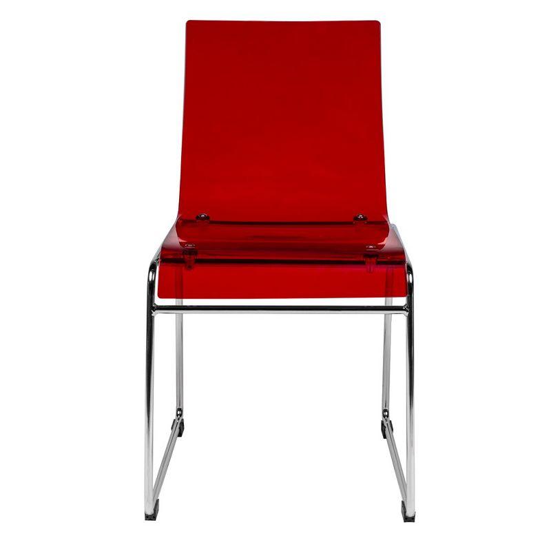 Lima Transparent Red Acrylic and Metal Dining Chairs, Set of 4