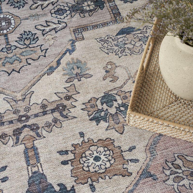 Nourison Washable Brilliance Medallion Indoor Rug Blush 5'3" x 7'3"
