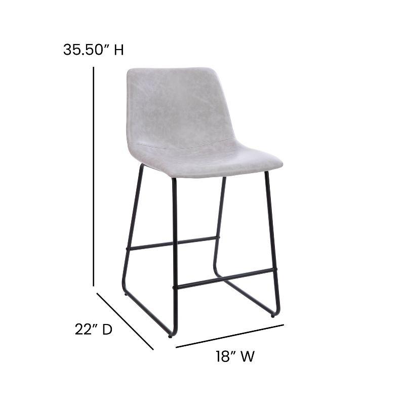 Flash Furniture Reagan 24 inch LeatherSoft Counter Height Barstools in Light Gray, Set of 2