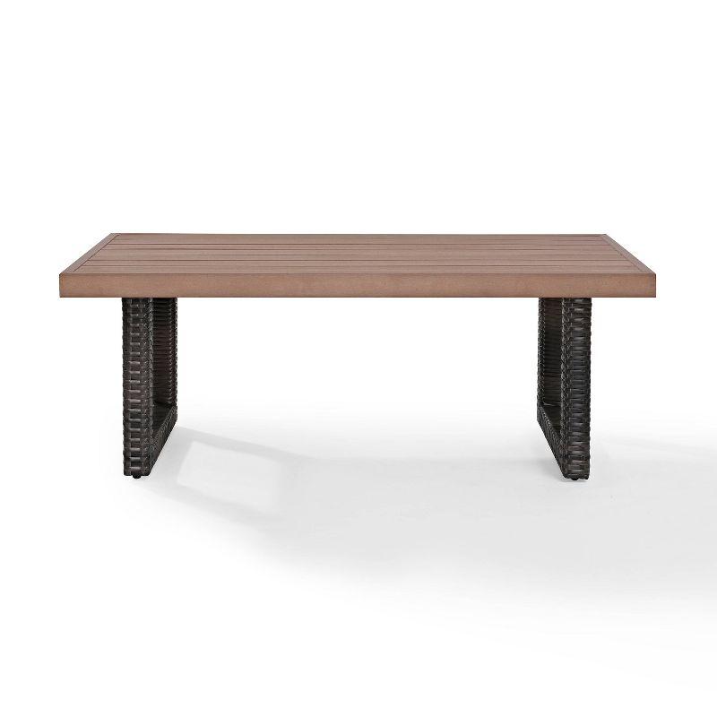 Beaufort Outdoor Wicker Coffee Table: Mist/Brown, Durable Poly Lumber & Steel Frame - Crosley