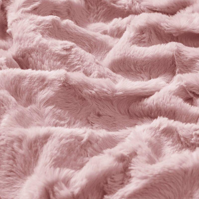 60"x70" Oversized Marselle Faux Fur Throw Blanket Blush - Madison Park