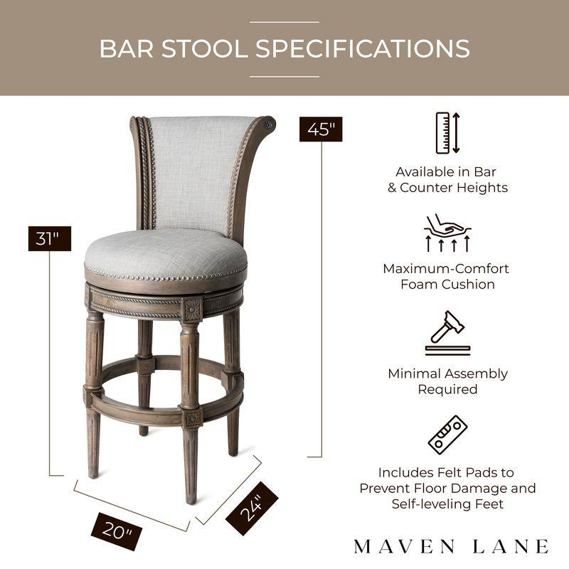 Maven Lane Pullman Swivel Upholstered Kitchen Stool, Set of 3