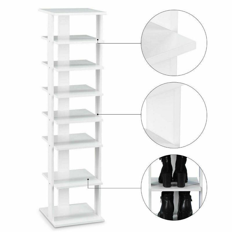 Costway Wooden Shoes Storage Stand 7 Tiers Shoe Rack Organizer Multi-shoe Rack Shoe box White/Black