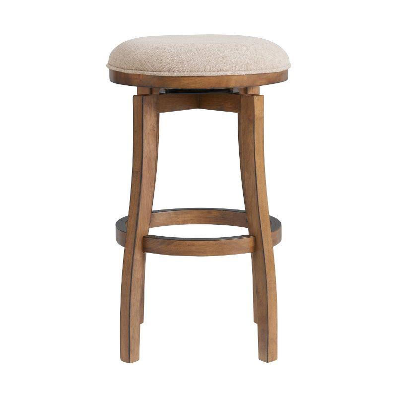 Alaterre Ellie Upholstered Swivel Bar Stool Chairs with Padded Seat and Back, Rubberwood Frame with Metal Kick Plate