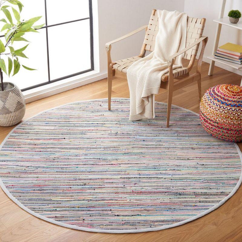 Rag Rug RAR121 Hand Woven Indoor Area Rug - Grey/Multi - 4' round - Safavieh.