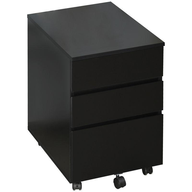 Black Mobile 3-Drawer Storage Cabinet with Wheels