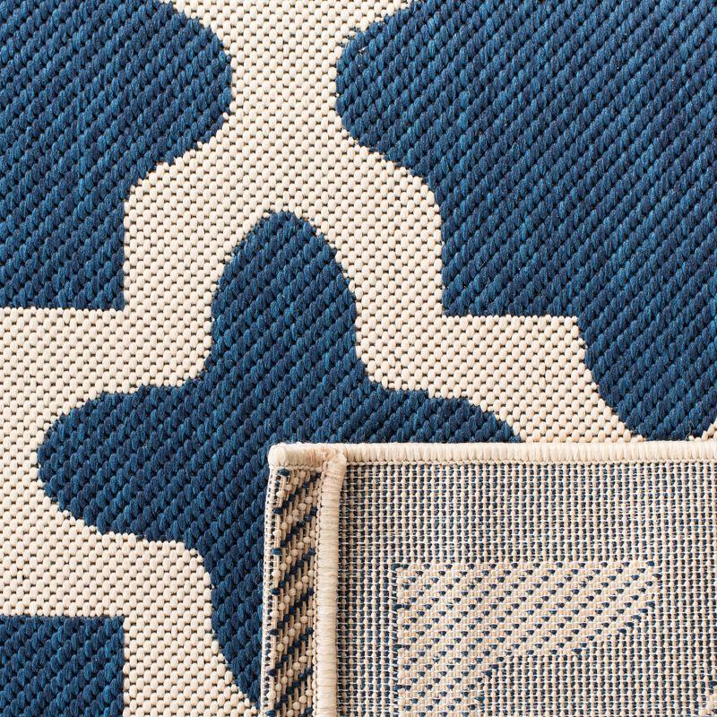 Courtyard CY6913 Power Loomed Indoor and Outdoor Area Rug - Navy/Beige - 5'3"x5'3" - Safavieh
