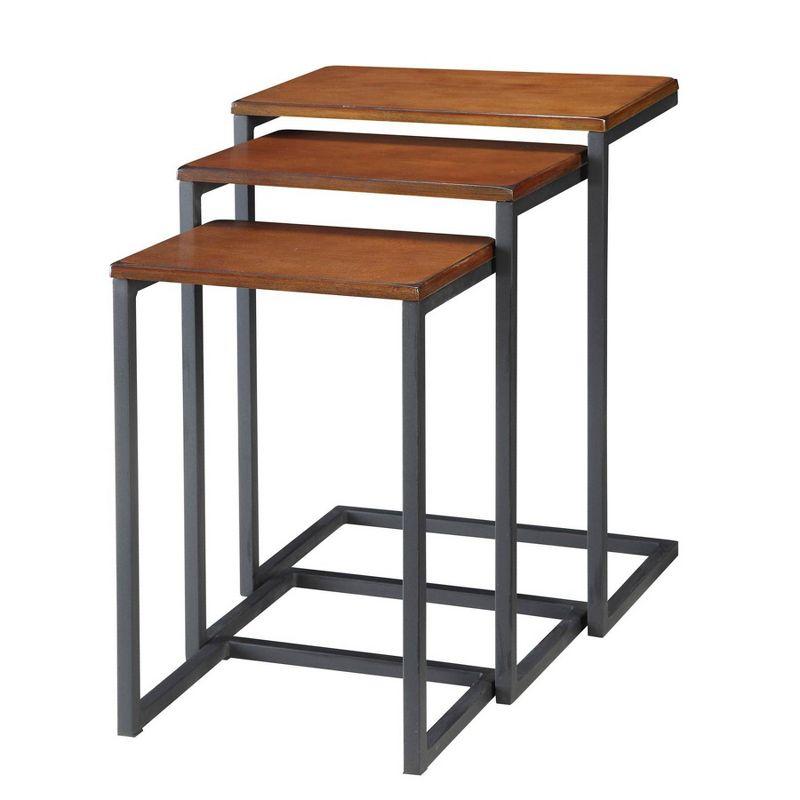 Carolina Living Set of 3 Caroline Nesting Tables Chestnut: Veneer Surface, Metal Frame, No Assembly Required