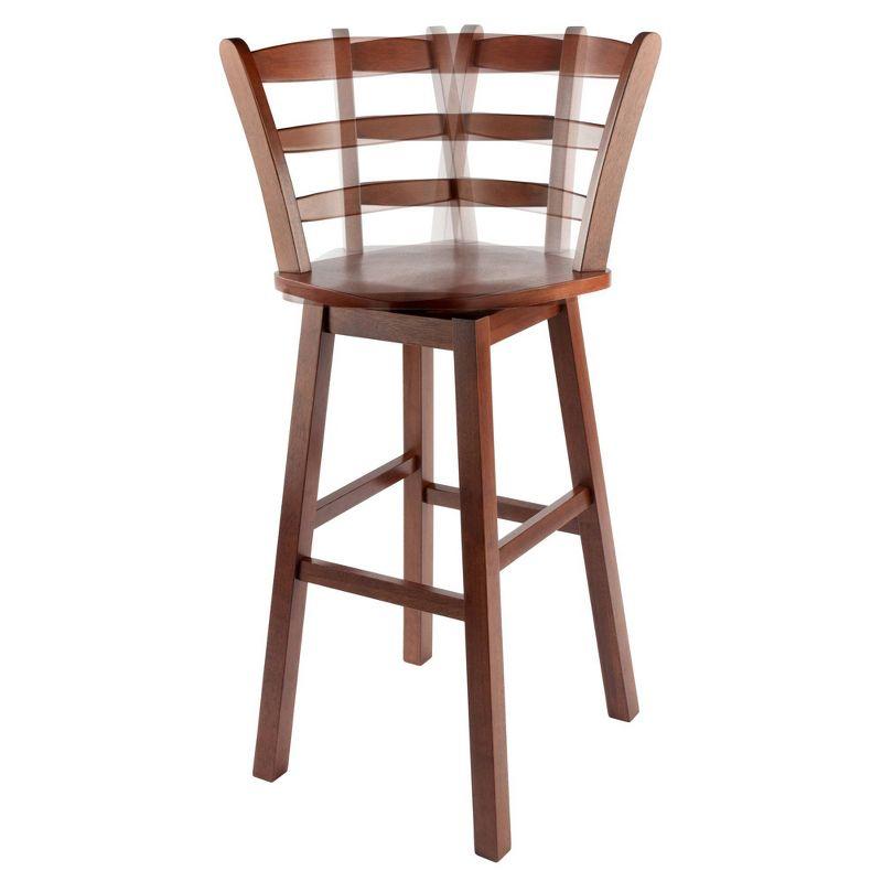 Winsome Scalera Ladder Back Swivel Seat Counter Height Barstool Walnut: Fixed Height, Wood Frame, 220lb Capacity