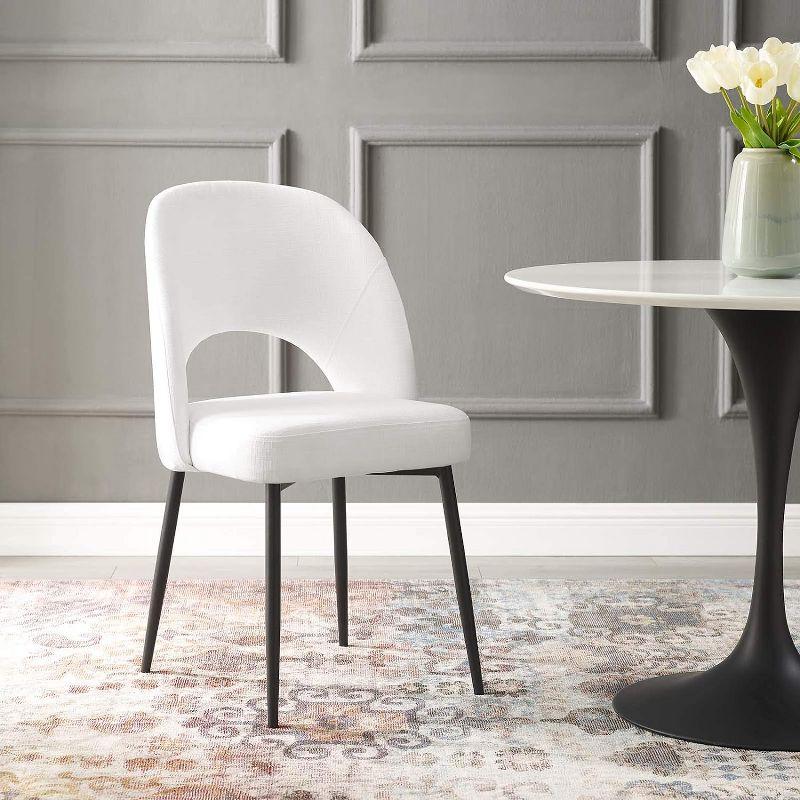 Rouse Black and White Upholstered Wood Metal Side Chair