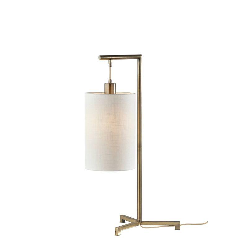 Adesso Reggie Table Lamp Antique Brass : Modern Metal Body, Polyester Drum Shade, UL Listed, 60W