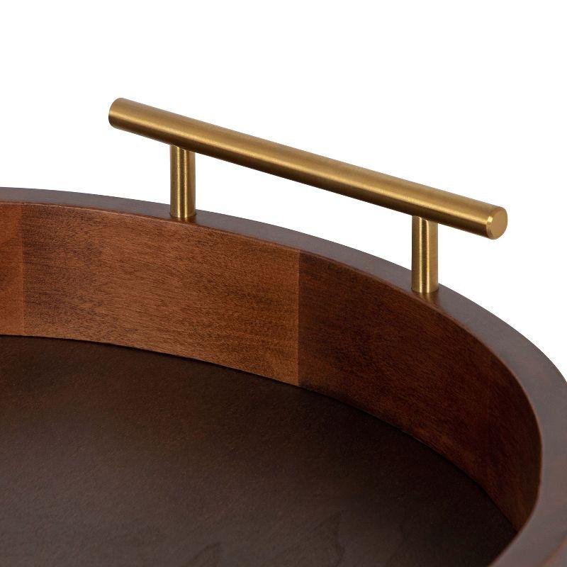 Kate and Laurel Lipton Tray, 18" Diameter, Walnut Brown