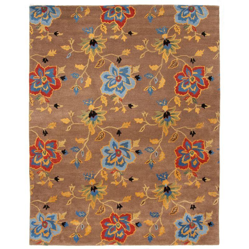 Soho Hand Tufted Floral Wool Area Rug in Brown and Multi