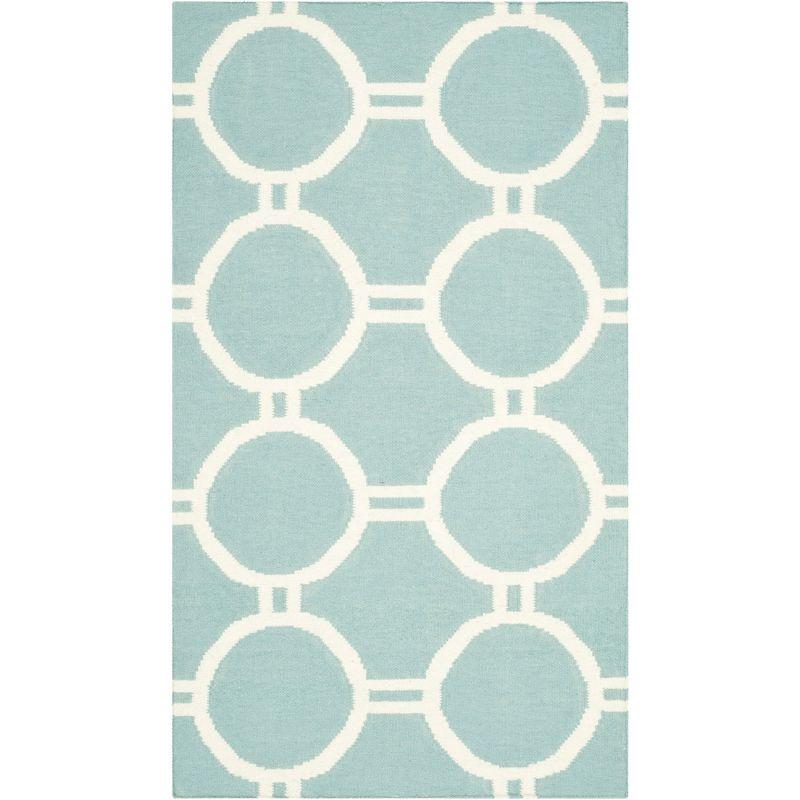 Dhurries DHU636 Hand Woven Area Rug - Light Blue/Ivory - 3'x5' - Safavieh.