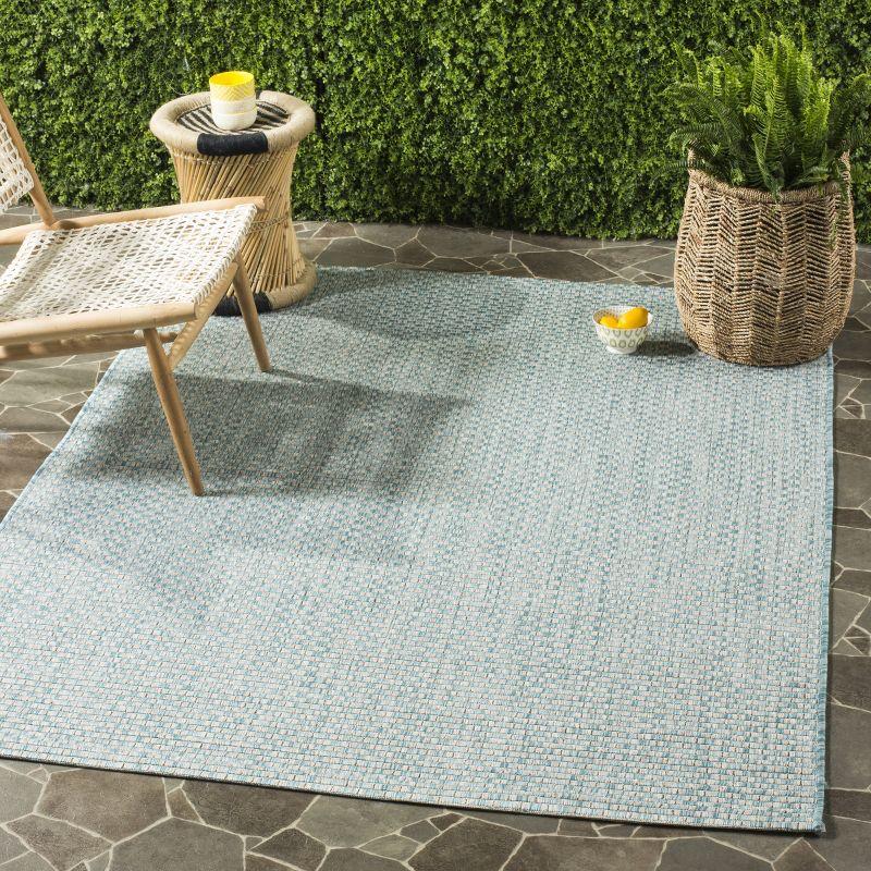 Courtyard CY8653 Power Loomed Indoor and Outdoor Area Rug - Light Blue/Light Grey - 5'3"x7'7" - Safavieh