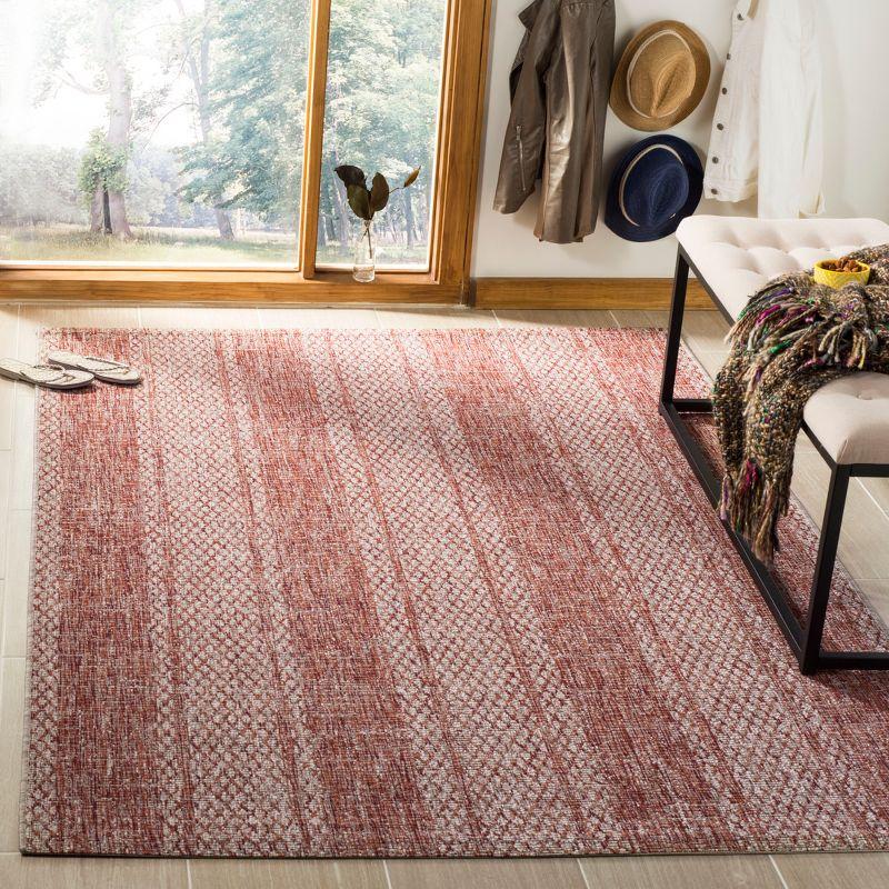 Light Beige and Terracotta Rectangular Synthetic Outdoor Rug