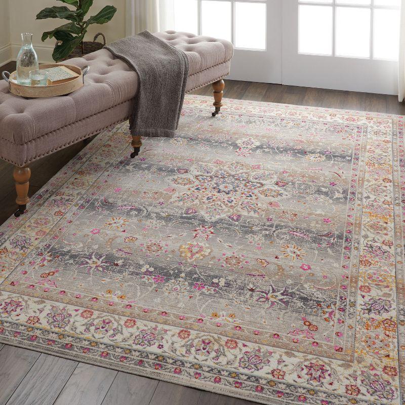 Nourison Vintage Kashan VKA01 Gray/Ivory/Pink Indoor Area Rug - 5'3 x 7'10