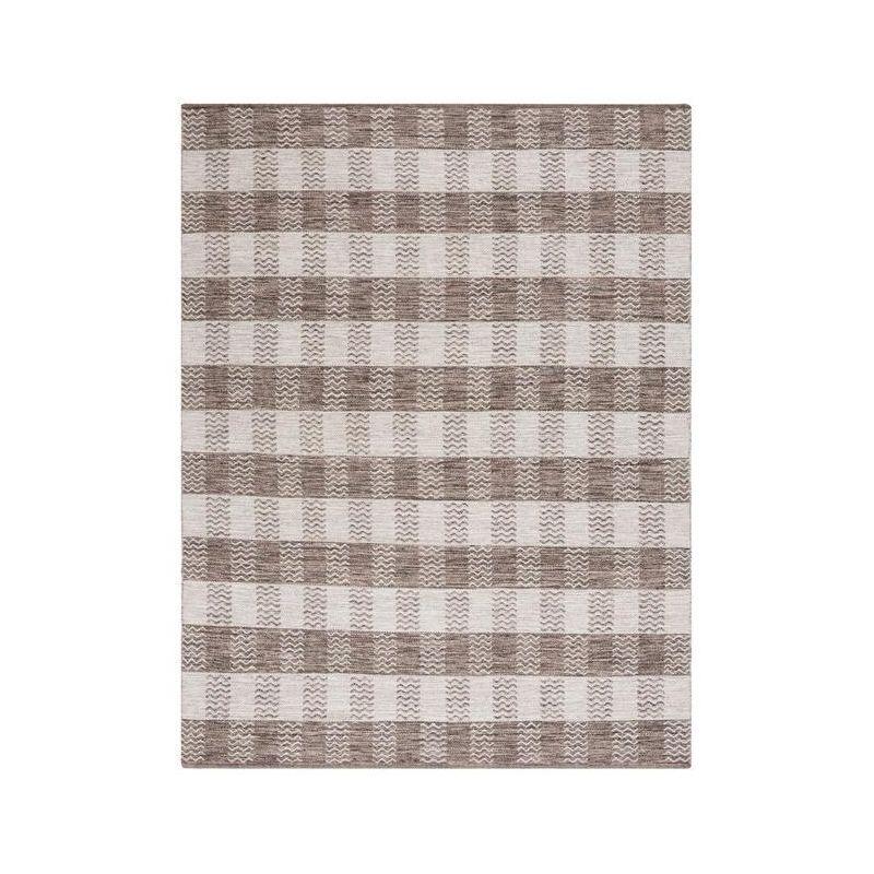 Gray and Light Brown Handmade Wool Flatweave Rug, 9' x 12'