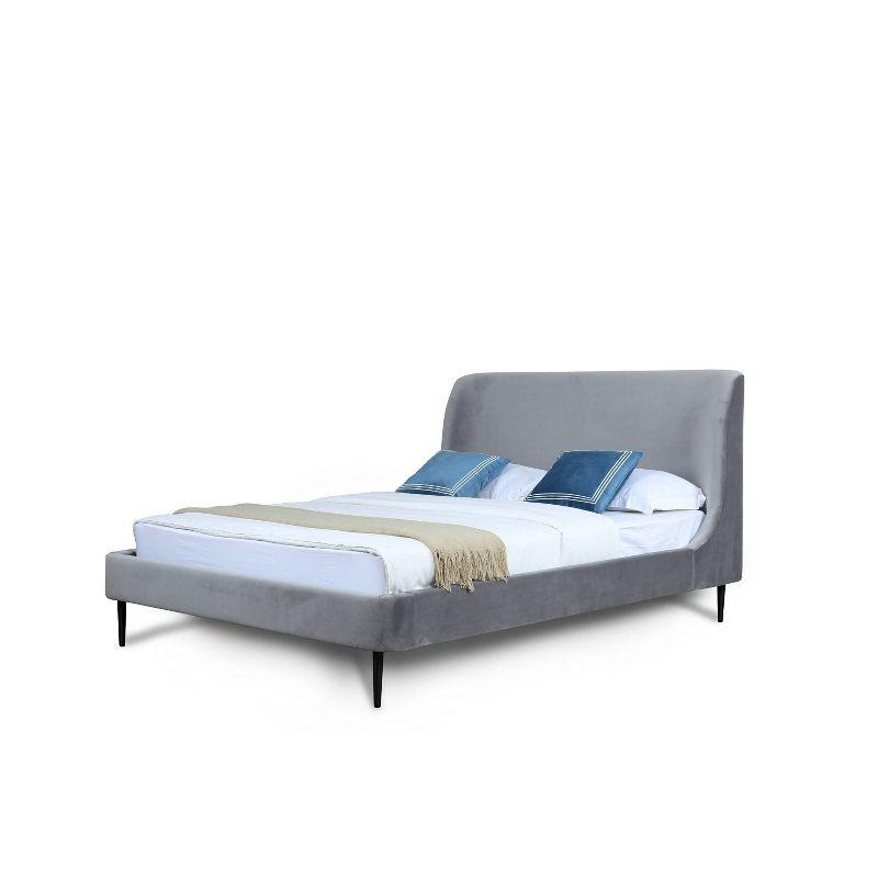 Queen Velvet Upholstered Wood Frame Bed with Headboard