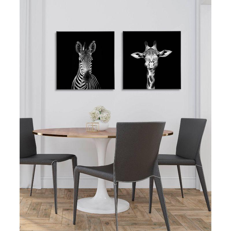 Kate & Laurel All Things Decor (Set of 2) 20"x20" Minimalist Animal Portrait by The Creative Bunch Studio Black Unframed Wall Canvas