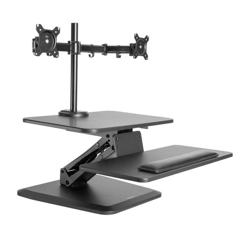 Mount-It! Height Adjustable Sit Stand Workstation, Standing Desk Converter with Dual Monitor Mount