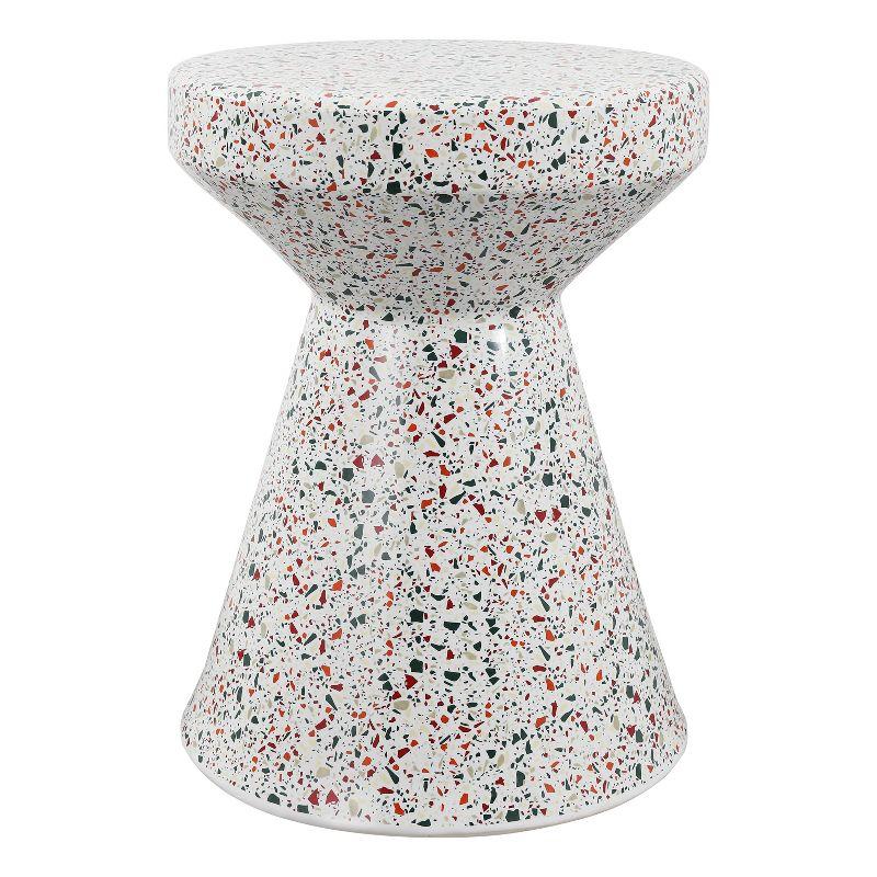 Xenia 17.75" White Ceramic Terrazzo Outdoor Accent Table